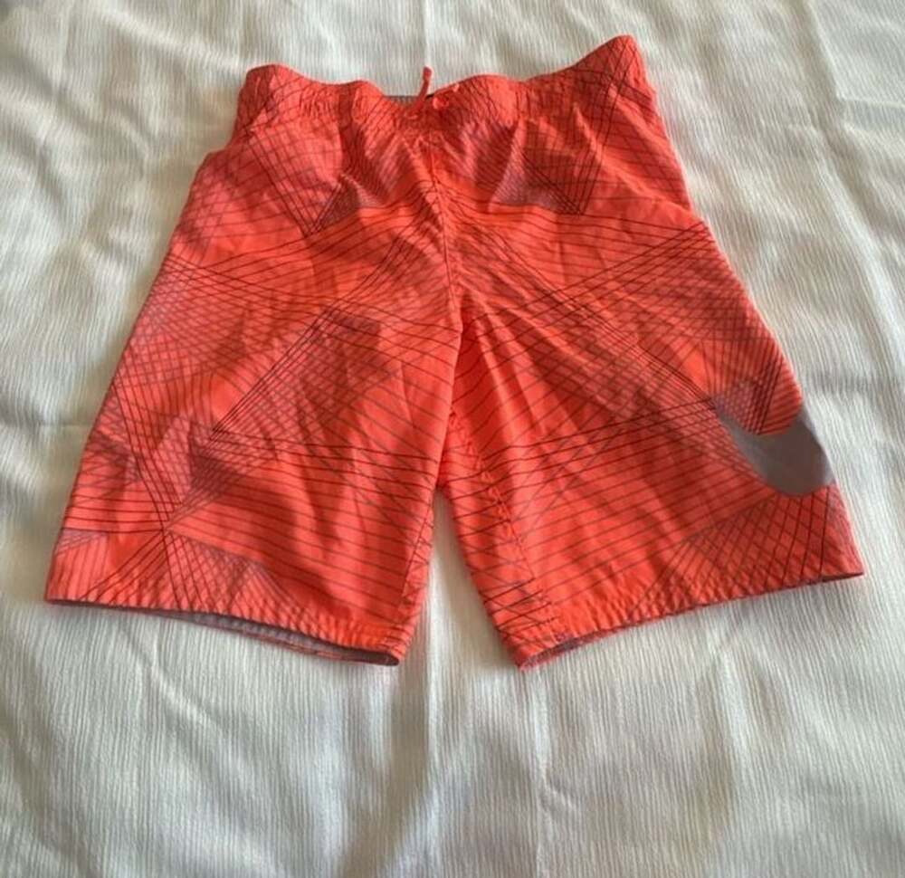 Nike Red Geometric Pattern Swim Board Shorts Trunks Size L youth